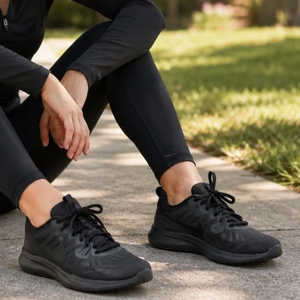 Nike Womens Size 8 In-Season TR 7 Triple Black Training Running Shoes Athletic